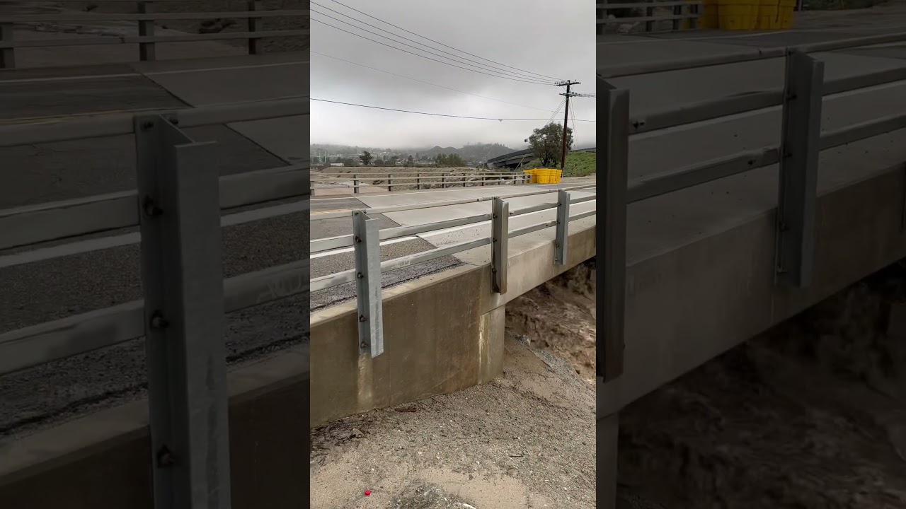 Storm brings in a RAGING river at Glen Helen Pkwy | The levee BROKE! 😳| #shorts