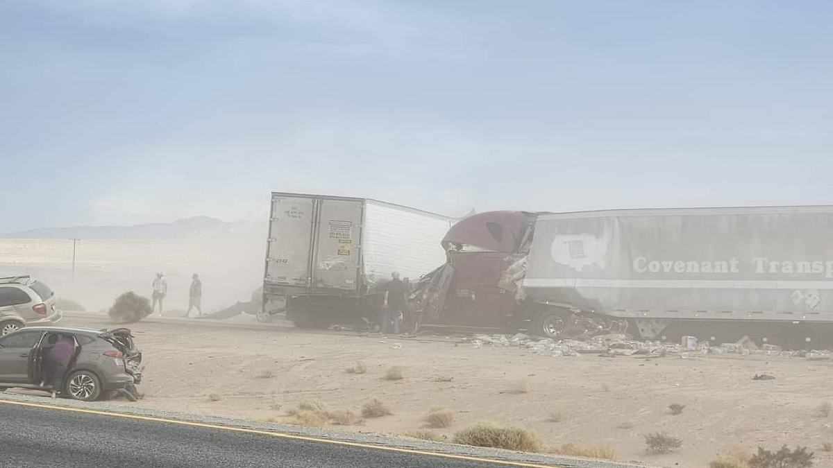 Dust Storm Causes Huge Pileup On I-40 In Newberry Springs - Pain In The ...