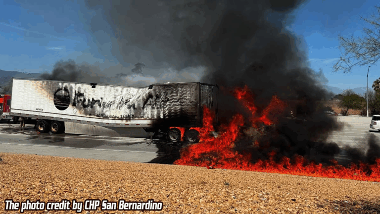 Semi-truck fire on I-215 Freeway blocks lanes in San Bernardino ...